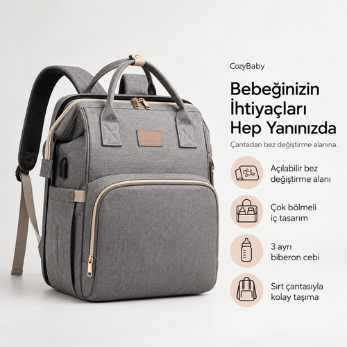 CozyBaby | Çok Fonksiyonlu Bebek Bakım Çantası